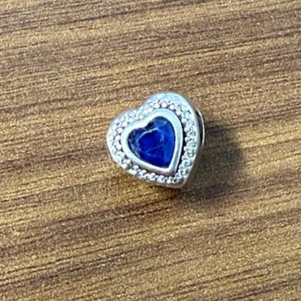 Pandora Sparkle Blue Heart Charm